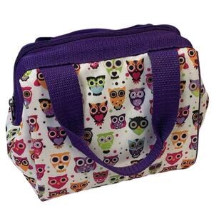 Fit & Fresh Zip Top Owl Bird Print Double Handle Thermal Lunch Bag Tote